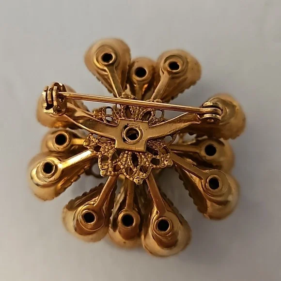 Vintage Brown & Blond Rhinestones on Goldtone Brooch - Picture 4 of 5